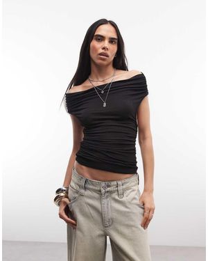 Weekday Off The Shoulder Top With Open Back - Black