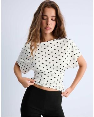 Stradivarius Short Sleeve Boat Neck T-shirt - White