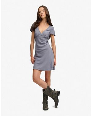 Superdry – kurzärmliges minikleid - Blau