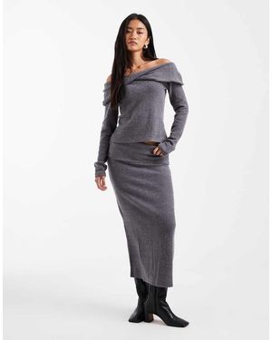 Vero Moda Folded Waistband Midi Skirt Co-ord - Grey