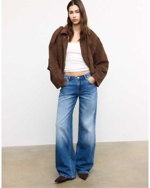 Stradivarius D91 Low-rise Wide-leg Jeans - Blue