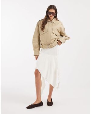 Vero Moda Asymmetric Lace Mini Skirt With Ruffle Detailing - Natural