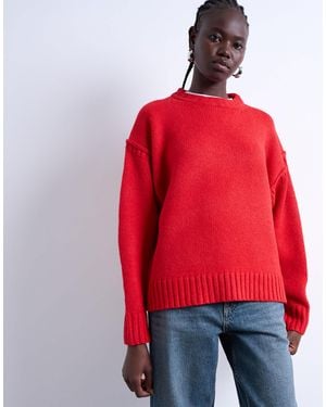 TOPSHOP Knitted Clean Exposed Seam Sweater - Red