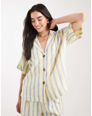 ASOS Linen Blend Short Sleeve Co-ord Shirt - Natural