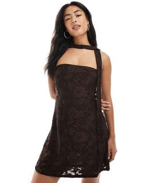Miss Selfridge Mini Lace Scarf Dress - Black