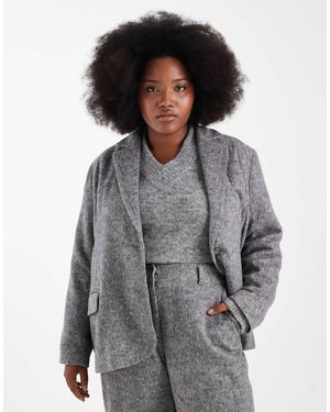 Renee Studio Exclusivité - renée studio plus - blazer oversize habillé d'ensemble aspect laine brossée - Gris