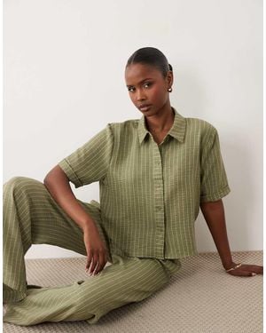 Jdy Camicia Squadrata Leggera Salvia A Righe - Verde