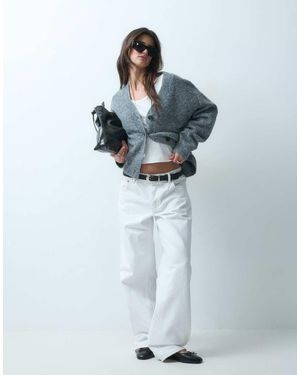 ASOS Relaxed V Neck Cardigan With Wool - Blue