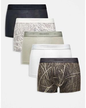 Hollister 5 Pack Logo Tonal Waistband Trunks - White