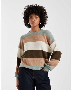 ONLY Jersey Caqui A Rayas Con Sisas Caídas De -Verde