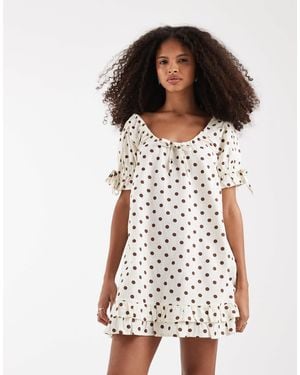 Neon Rose Smock Dress - White