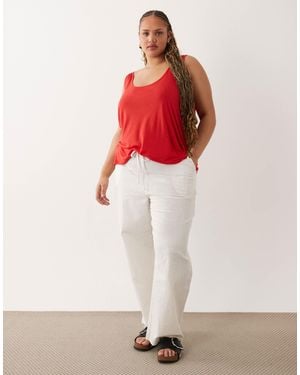 ASOS Asos Design Curve Linen Look Pull On Pants - White