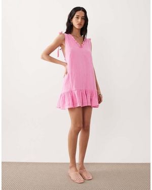 esmé studios Tie Strap Mini Beach Dress - Pink