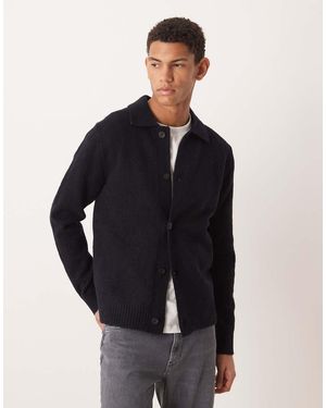 Mango Knitted Collar Cardigan - Blue