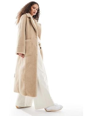 Urbancode Faux Shearling Belted Maxi Coat - White