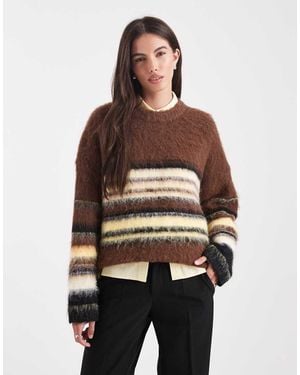 ASOS Mixed Stripe Crew Neck Jumper - Natural