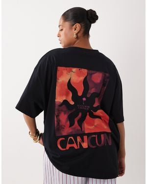 ASOS Asos Design Curve Oversized T-shirt With Cancun Sun Graphic - Red