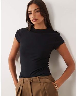 ASOS Longline Shrunken Rib Crew Neck Tee - Black