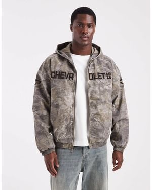 Hollister Chevrolet Graphic Camo Skater Jacket - Gray