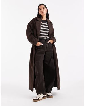 Object Abrigo De Vestir Largo Marrón Chocolate De Mezcla Lana Premium De - Negro
