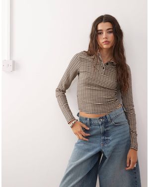 Collusion Textured Henley Top - Brown