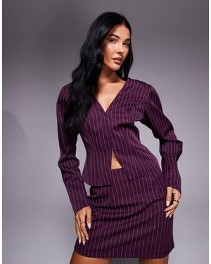 Kaiia Exclusive 90s Tailored Split Front Shirt Co-ord - Purple