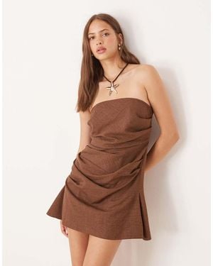 ASOS Manipulated Bandeau Mini Dress - Brown