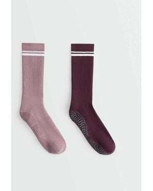 Oysho 2 paar klassische gepolsterte yoga- und pilates-socken aus baumwollmix - Lila