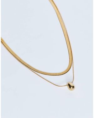 TOPSHOP Mila Waterproof Stainless Steel 2 Pack Snake Chain Necklace - White