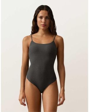 Oysho Faded Effect Jacquard Swimsuit - Black