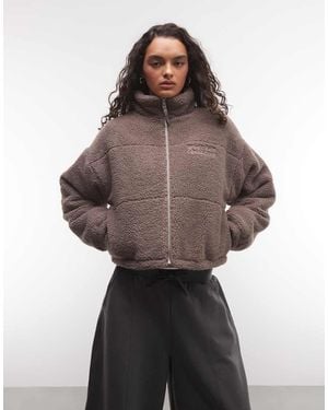 ASOS Weekend Collective Borg Gewatteerd Jack Met Opstaande Boord - Bruin