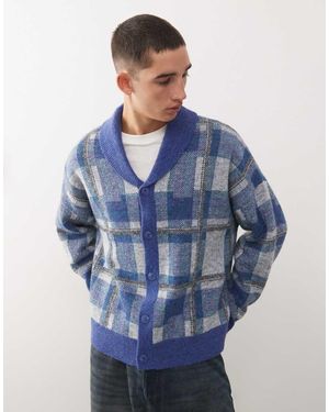 Reclaimed Vintage Chunky Neck Knit Cardigan - Blue