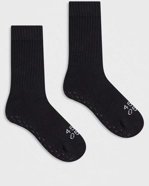4505 Icon 2 Pack Non Slip Grip Pilates Crew Socks - Black