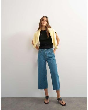 TOPSHOP Relaxed Cropped Jeans Met Halfhoge Taille - Blauw