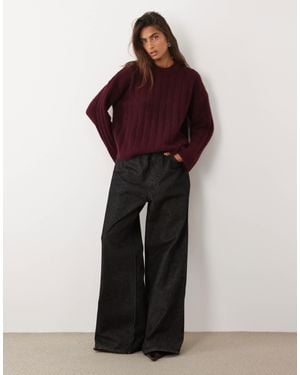 ASOS Wide Rib Boxy Crew Sweater - Purple