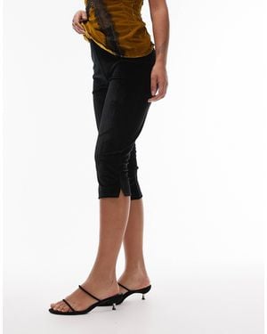 ASOS Velvet Capri Pants With Side Split Detail - Black