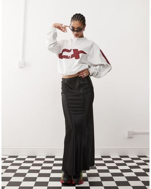 Collusion Satin Slip Maxi Skirt - White