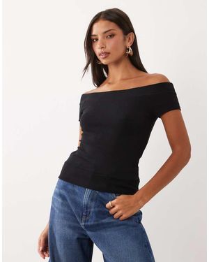 Gina Tricot Off Shoulder Fitted Top - Blue