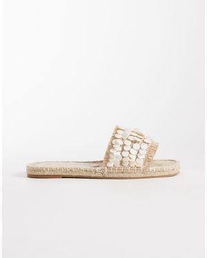 South Beach Strap Sandals With Shells - White