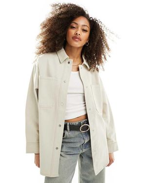 ASOS Chaqueta Extragrande De Sarga De -Beis Neutro - Blanco