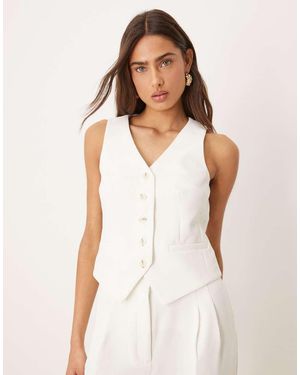 Nobody's Child Vinnie Crepe Tailored Waistcoat - White