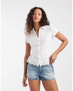Hollister Embroidered Short Sleeve Shirt - White