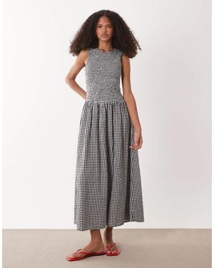 Accessorize Shirred Drop Waist Dress - Gray