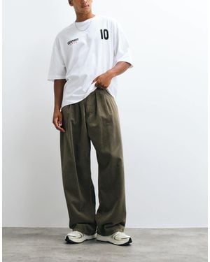 Weekday Wide Leg Cord Pants With Front Pleat - White
