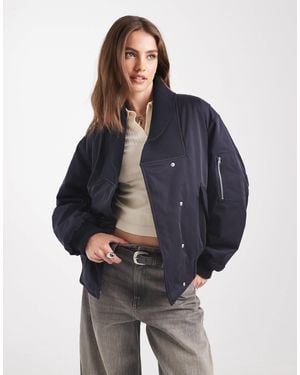 ASOS Knitted Collar Bomber Jacket - Blue