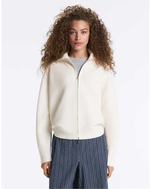 Oysho High Neck Knit Jacket - White