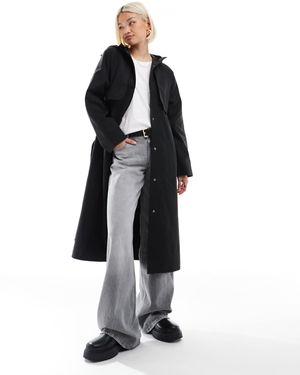 Threadbare Midi Trench Coat With Belt - Black