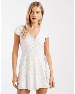 Hollister Short Sleeve Wrap Mini Dress - White