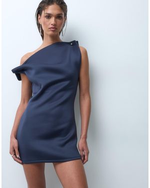 ASOS High Neck Mini Dress With Silver Hardware - Blue