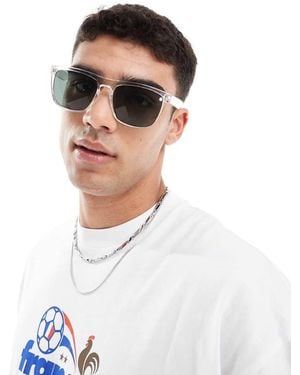 Jack & Jones Frame Retro Square Sunglasses With Tinted Lens - White